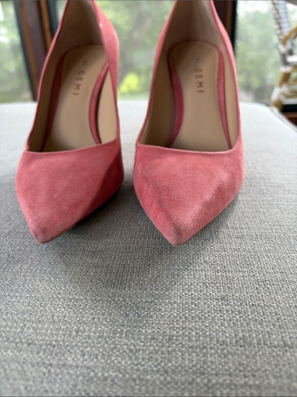 Suede Pointed-Toe Pumps in Coral Pink by Sigerson Morrison